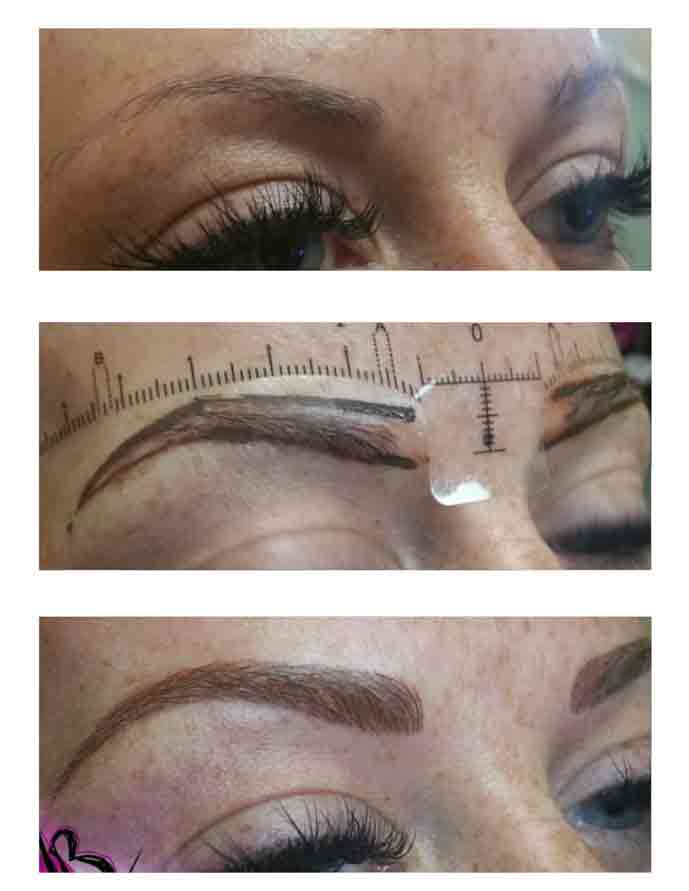 Cosmetic eyebrows fine arts of beauty, before and after