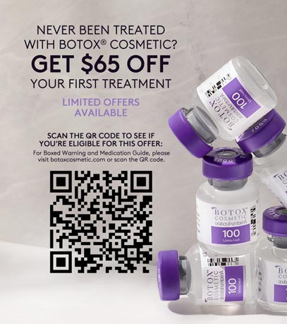 Save on Botox, 65 dollars off, next treatment,2025,
